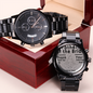 Father of the Bride Engraved Design Black Chronograph Watch Custom Watch, Personalized Engraved Watch For Men, Gift, Anniversary Gift