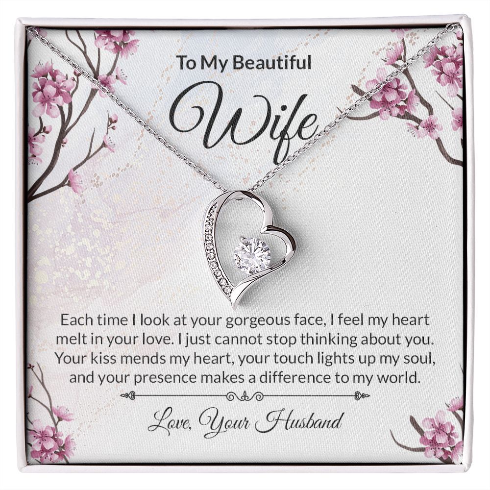 Forever Love Necklace With Message Card." To My Beautiful Wife"