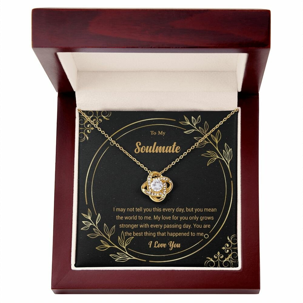 To My Soulmate Gift For Wife Girlfriend Fiancée Wife Anniversary Heart Knot Necklace Gift Set