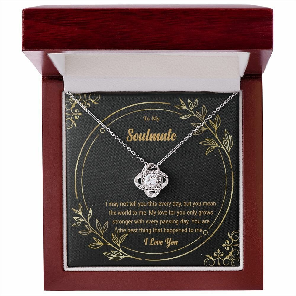 To My Soulmate Gift For Wife Girlfriend Fiancée Wife Anniversary Heart Knot Necklace Gift Set
