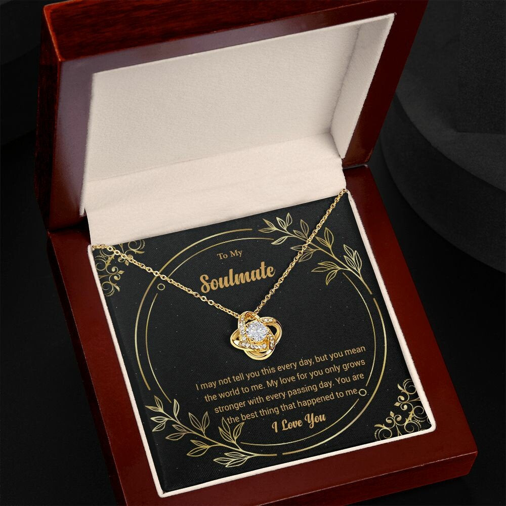 To My Soulmate Gift For Wife Girlfriend Fiancée Wife Anniversary Heart Knot Necklace Gift Set