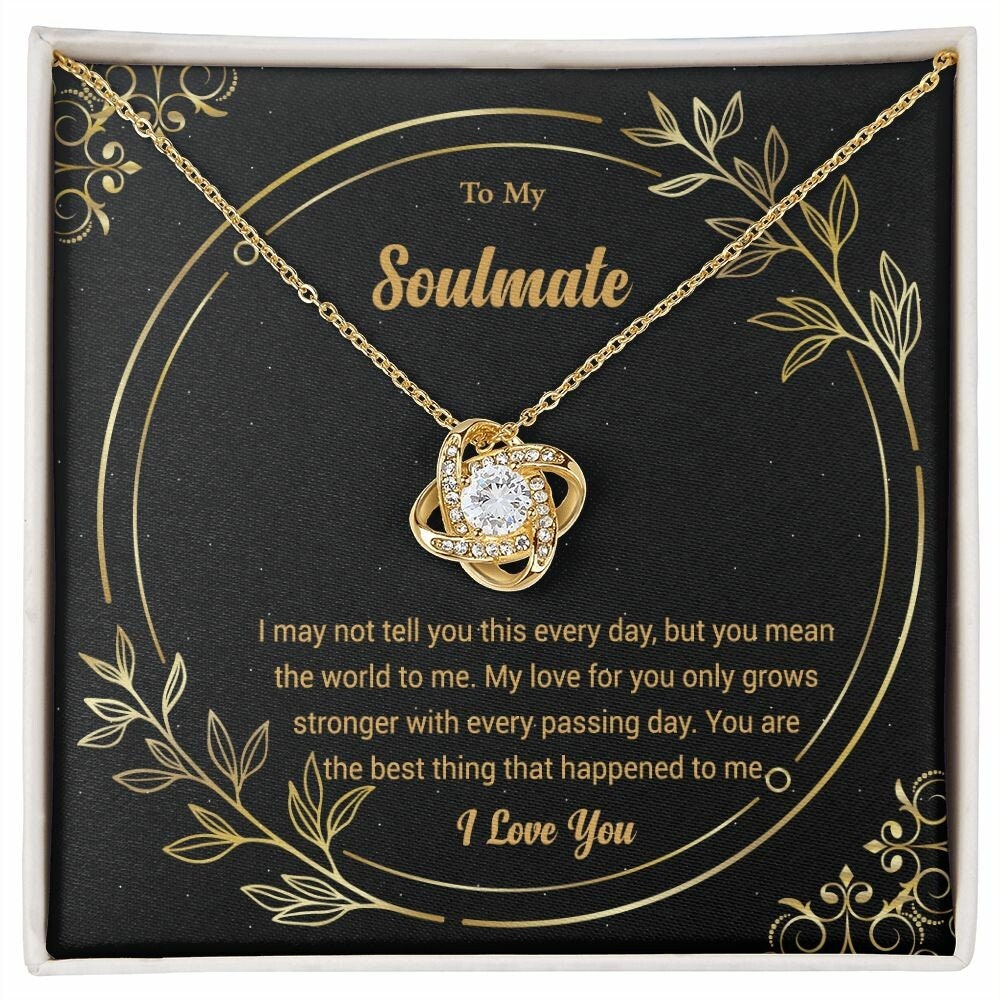 To My Soulmate Gift For Wife Girlfriend Fiancée Wife Anniversary Heart Knot Necklace Gift Set