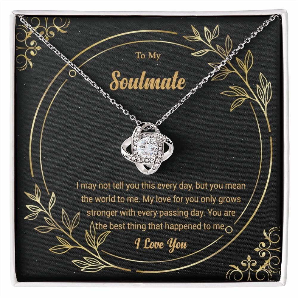 To My Soulmate Gift For Wife Girlfriend Fiancée Wife Anniversary Heart Knot Necklace Gift Set